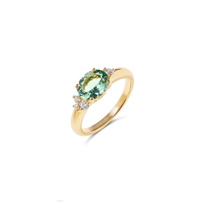 Bague Solstice or jaune et Beryl vert