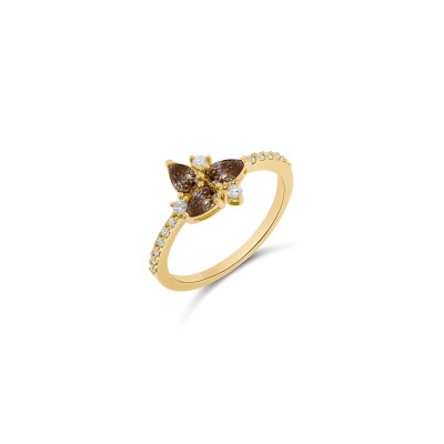 Bague Libellule or rose et diamants