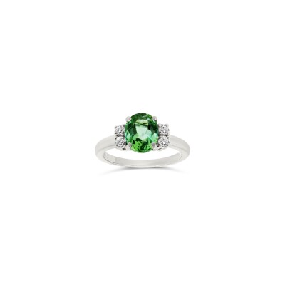 Bague Mood or blanc et tourmaline verte