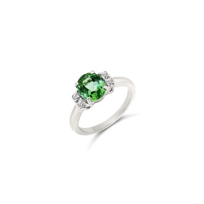 Bague Mood or blanc et tourmaline verte