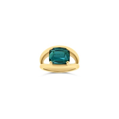 Bague Constance or rose et Tourmaline verte