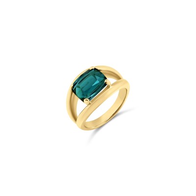 Bague Constance or rose et Tourmaline verte
