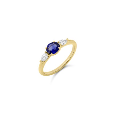 Bague Caresse or jaune et saphir