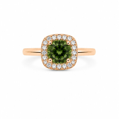 Bague Morphée or rose et saphir vert