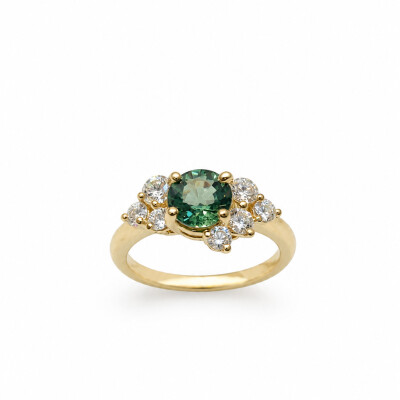 Bague Songe or jaune et saphir vert