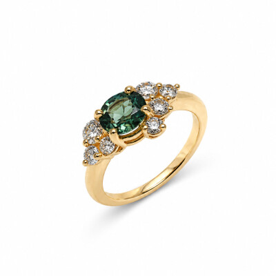 Bague Songe or jaune et saphir vert