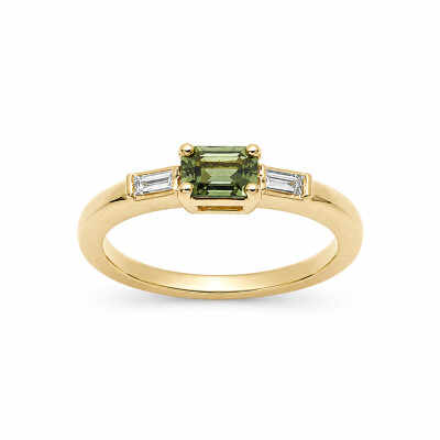 Bague Loulou or rose et saphir vert
