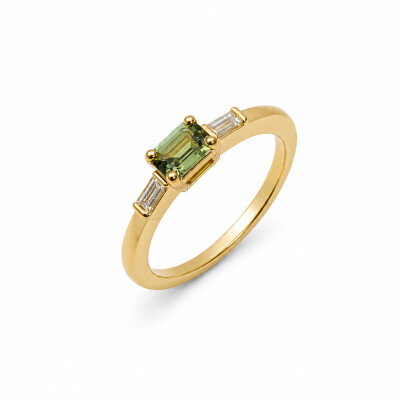 Bague Loulou or rose et saphir vert