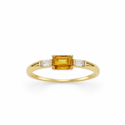 Bague Loulou or rose et saphir orange