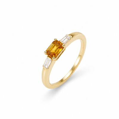 Bague Loulou or rose et saphir orange