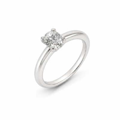 Solitaire Ellipse or blanc et diamant 0,60 carat