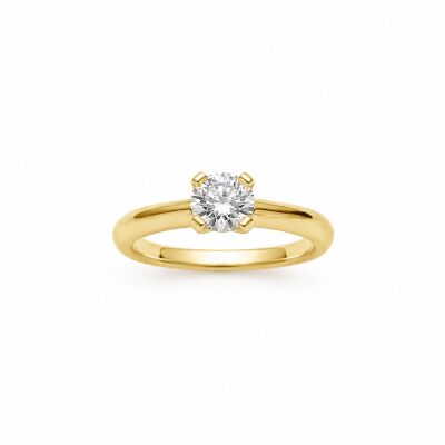 Solitaire Ellipse or jaune et diamant 0,64 carat
