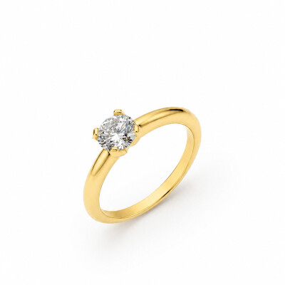 Solitaire Ellipse or jaune et diamant 0,64 carat