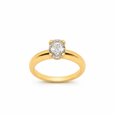 Solitaire Ellipse or jaune et diamant 1,00 carat