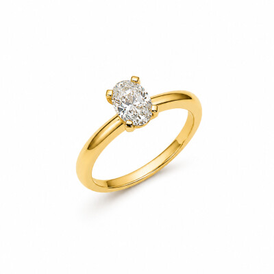 Solitaire Ellipse or jaune et diamant 1,00 carat