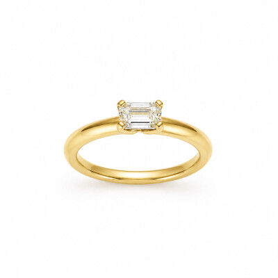Soltaire Ellipse or rose et diamant 0,47 carat