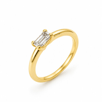 Soltaire Ellipse or rose et diamant 0,47 carat