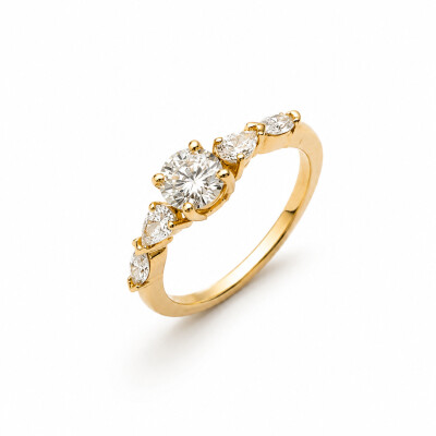 Solitaire Mademoiselle Sort or rose et diamant 0,71 carat