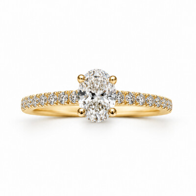 Solitaire Bohème or jaune et diamant 0,50 carat
