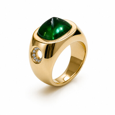 Bague Carioca or rose et tourmaline