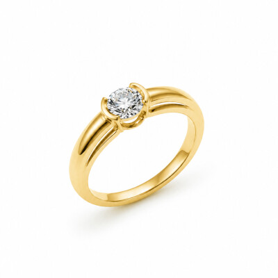 Solitaire Golden Kiss or jaune et diamant 0,47 carat