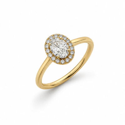 Solitaire Dune or jaune et diamant 0,43 carat