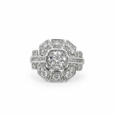 Bague Flocon or blanc et diamant 0,60 carat
