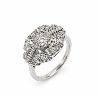 Bague Flocon or blanc et diamant 0,60 carat