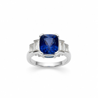 Bague Danube or blanc et saphir