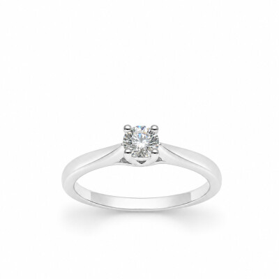 Solitaire Promise or blanc et diamant 0,30 carat