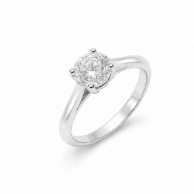 Solitaire Pomesse or blanc et diamant 1,35 carat