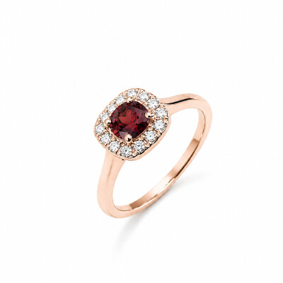 Bague Morphée or rose et grenat