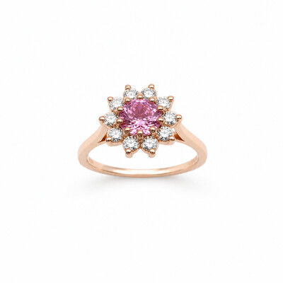 Bague Aurore or rose et saphir rose