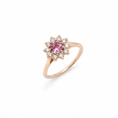 Bague Aurore or rose et saphir rose