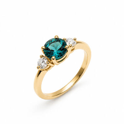 Bague Olympe or rose et tourmaline lagoon