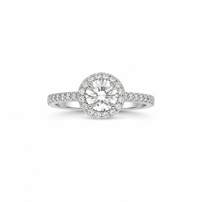 Solitaire Trouble or blanc et diamant 0,80 carat