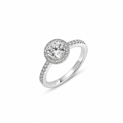 Solitaire Trouble or blanc et diamant 0,80 carat