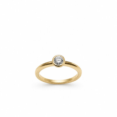 Solitaire Euclide or jaune et diamant 0,24 carat