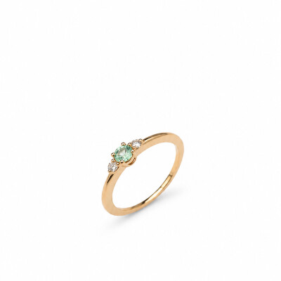 Bague Brune or rose et tourmaline verte