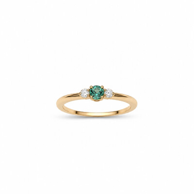 Bague Brune or rose et tourmaline indigolite
