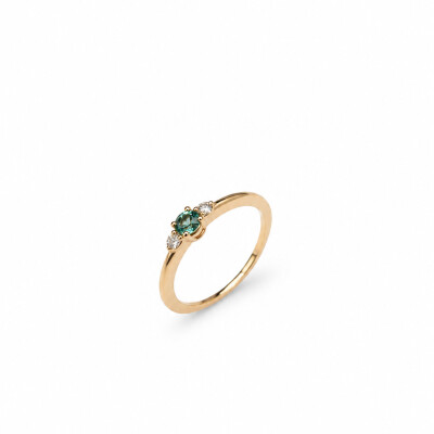 Bague Brune or rose et tourmaline indigolite
