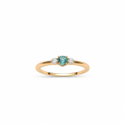 Bague Brune or rose et tourmaline mint