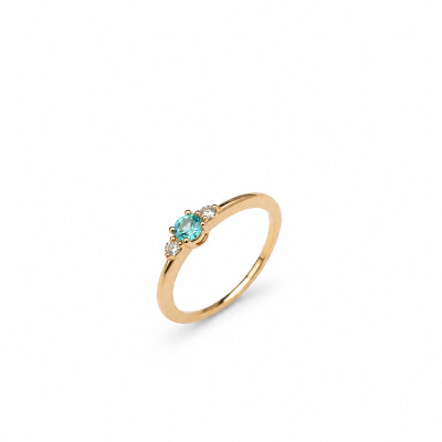 Bague Brune or rose et tourmaline mint