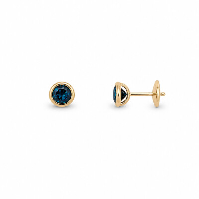 Boucles d'oreilles Euclide or jaune et topaze Blue London