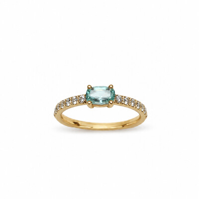 Bague Beloved or rose et beryl vert