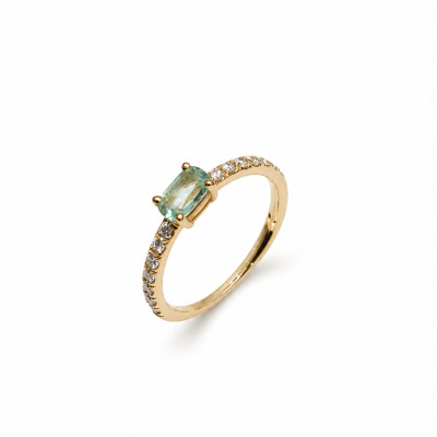 Bague Beloved or rose et beryl vert