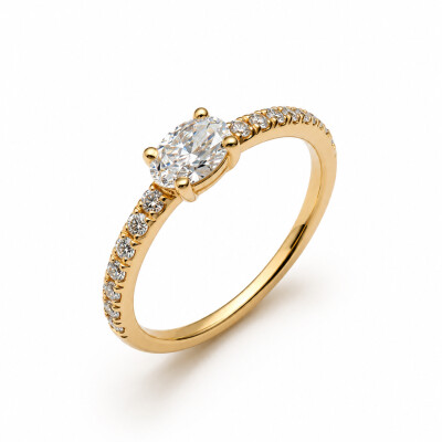 Bague Beloved or rose et diamant 0,40 carat