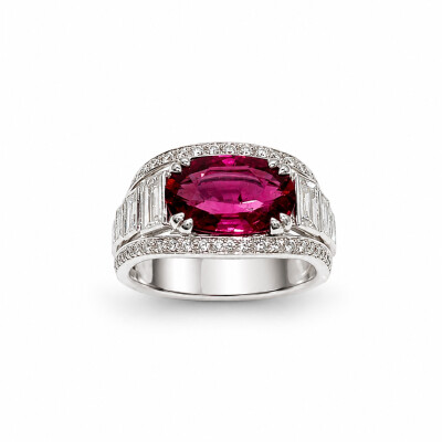 Bague Diva or blanc et rubellite