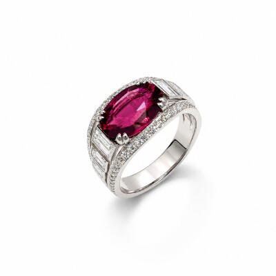 Bague Diva or blanc et rubellite