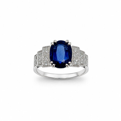 Bague Cascade or blanc et saphir 2,84 carats